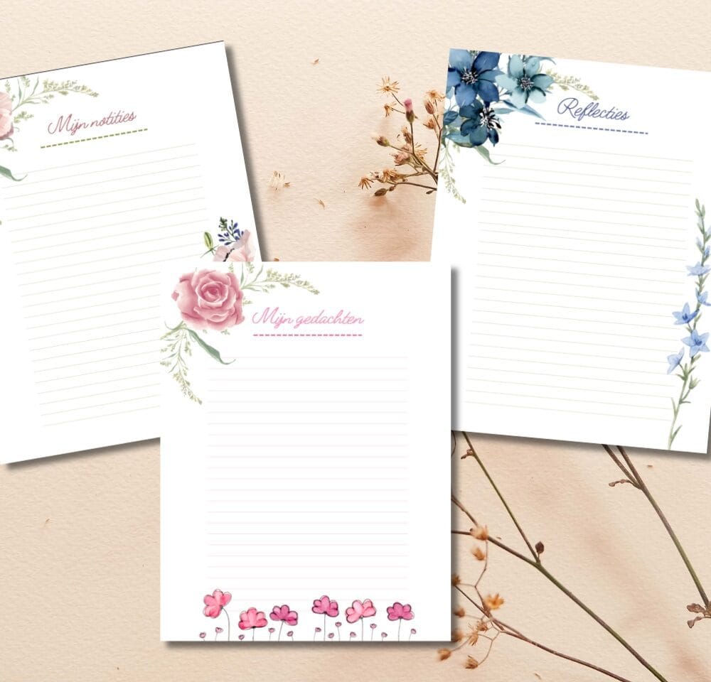 Binnenkant printable notitieboekje Blomster A4-zensitiivty