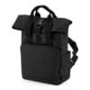 Gerecyclede Mini Twin Handle Roll-Top dames rugzak | Zensitivity Gerecyclede Mini Twin Handle Roll-Top zwarte dames rugzak