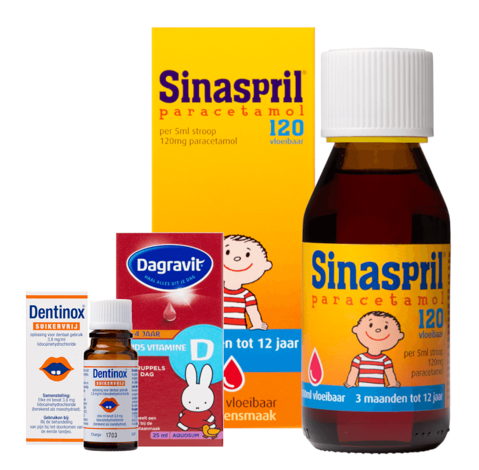 Babypakket Dagravit + Sinaspril + Dentinox -  kopen-vitamine online - Pijn bij doorkomende tandjes kopen - supplementen kopen-voedingssupplementen-beste voedingssupplementen-supplementen bestellen-zensitivity