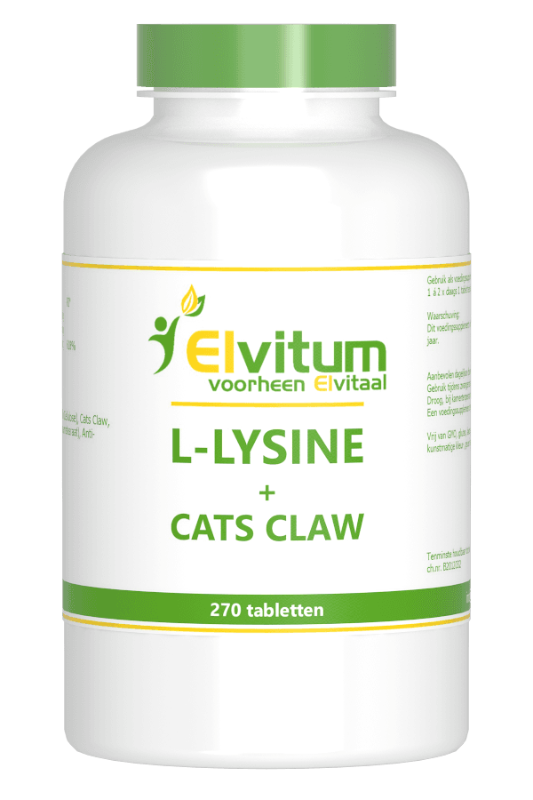 Elvitum L-Lysine Cats Claw Tabletten - 270TB | Zensitivity Elvitum L-Lysine Cats Claw Tabletten -  kopen-vitamine online - Aminozuren kopen - supplementen kopen-voedingssupplementen-beste voedingssupplementen-supplementen bestellen-zensitivity
