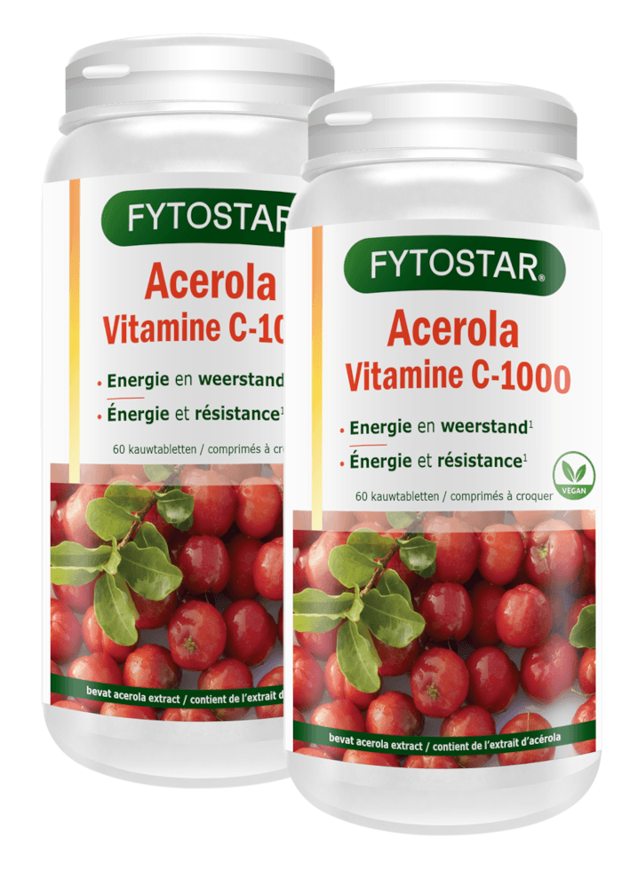 Fytostar Vitamine C-1000 Acerola Kauwtabletten - Duoverpakking -  kopen-vitamine online -  kopen - supplementen kopen-voedingssupplementen-beste voedingssupplementen-supplementen bestellen-zensitivity