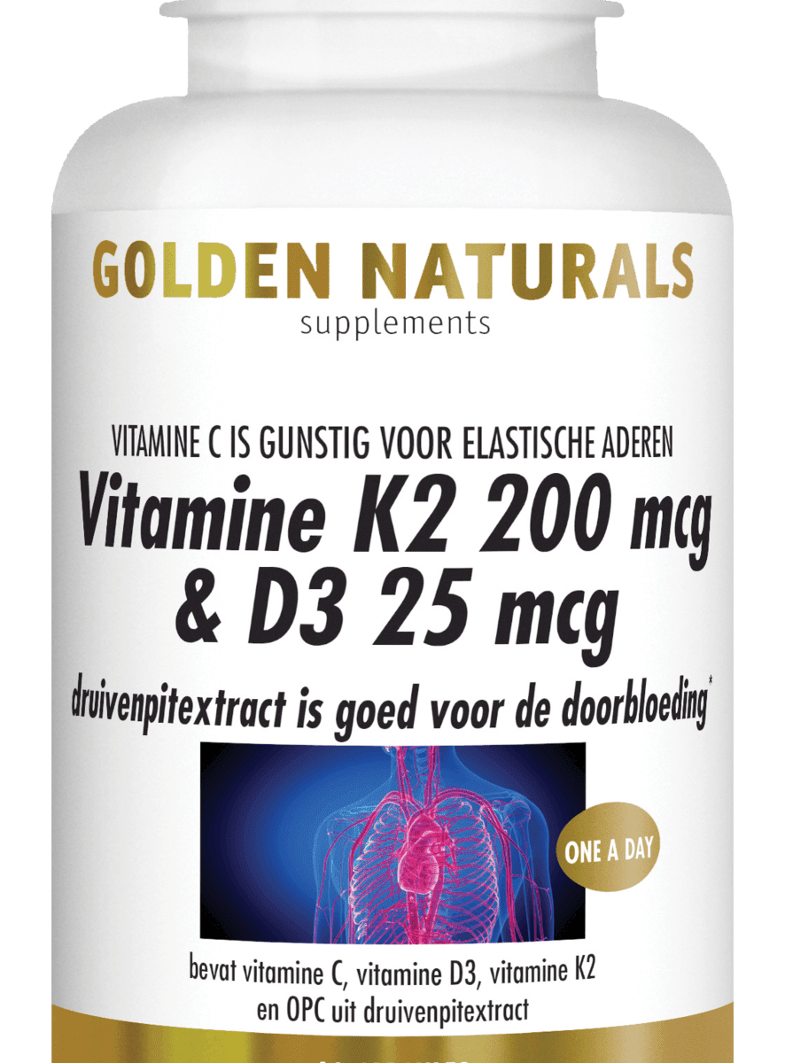 Golden Naturals Vitamine K2 200mcg & D3 25mcg Capsules -  kopen-vitamine online -  kopen - supplementen kopen-voedingssupplementen-beste voedingssupplementen-supplementen bestellen-zensitivity