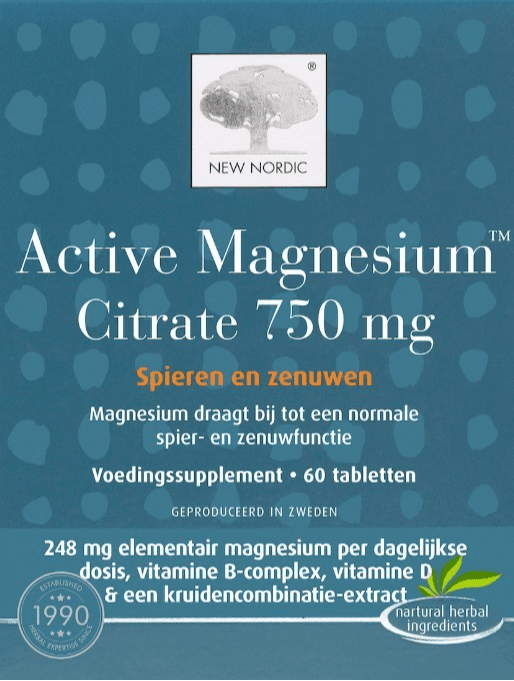 New Nordic Active Magnesium Citrate 750mg Tabletten -  kopen-vitamine online -  kopen - supplementen kopen-voedingssupplementen-beste voedingssupplementen-supplementen bestellen-zensitivity