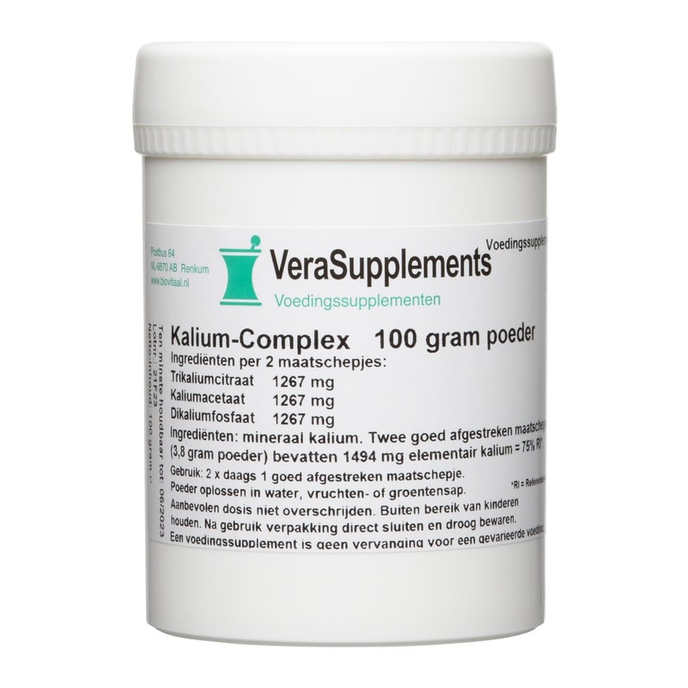 VeraSupplements Kalium-Complex Poeder - 100GR | Zensitivity VeraSupplements Kalium-Complex Poeder - Kalium poeder kopen-vitamine online - Kalium kopen - supplementen kopen-voedingssupplementen-beste voedingssupplementen-supplementen bestellen-zensitivity