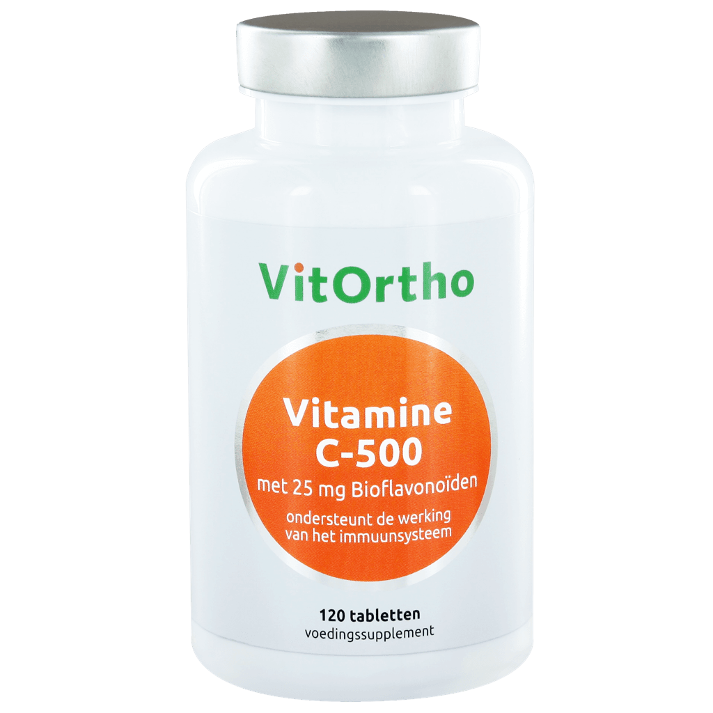 VitOrtho Vitamine C-500 met 25mg Bioflavonoïden Tabletten - 120TB | Zensitivity VitOrtho Vitamine C-500 met 25mg Bioflavonoïden Tabletten - Vitamine C tabletten kopen-vitamine online - Vitamine C kopen - supplementen kopen-voedingssupplementen-beste voedingssupplementen-supplementen bestellen-zensitivity