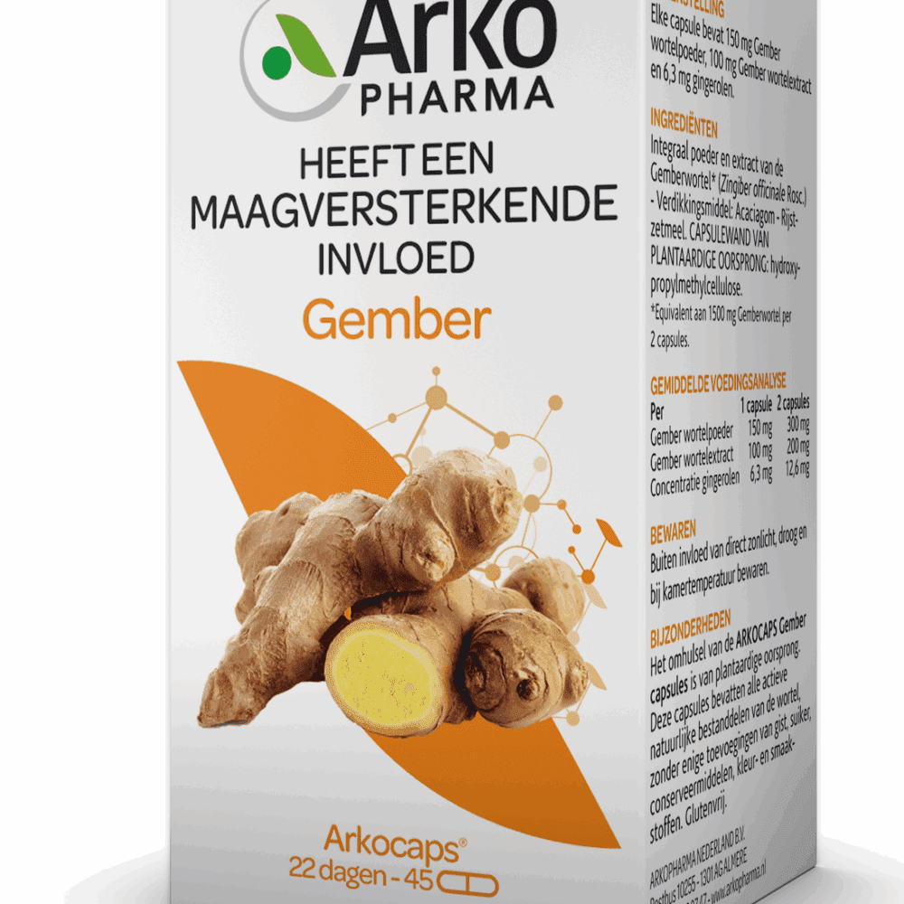 Arkocaps Gember Capsules 45st -  kopen-vitamine online - Fytotherapie kopen - supplementen kopen-voedingssupplementen-beste voedingssupplementen-supplementen bestellen-zensitivity