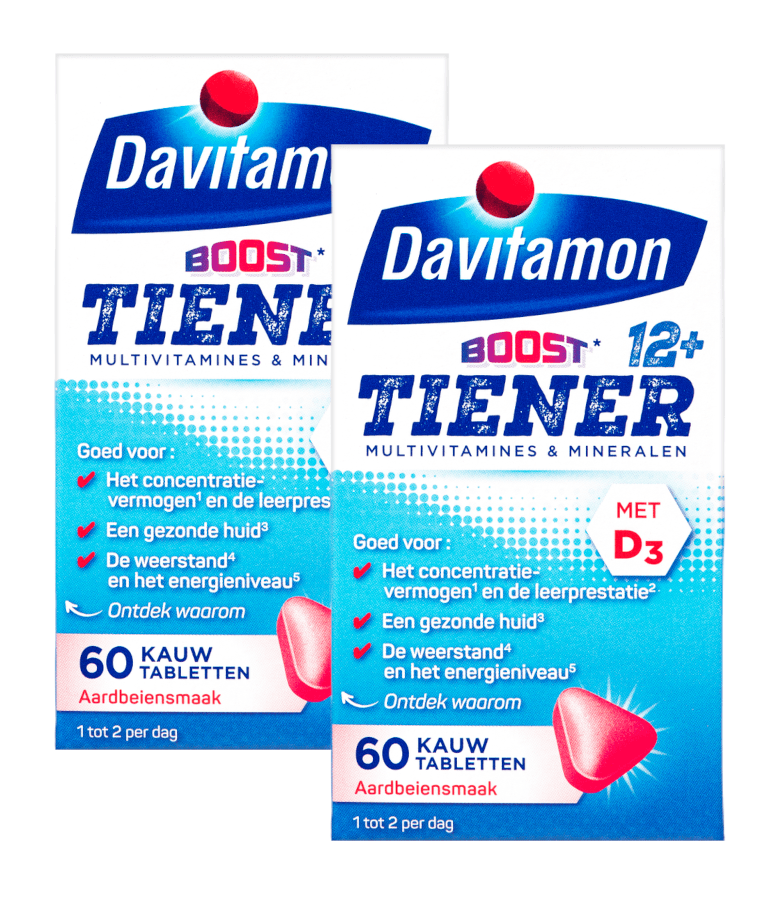Davitamon Multi Boost 12+ Kauwtabletten Aardbei 60st - 2x60KTB | Zensitivity Davitamon Multi Boost 12+ Kauwtabletten Aardbei 60st -  kopen-vitamine online - Multivitamine kind kopen - supplementen kopen-voedingssupplementen-beste voedingssupplementen-supplementen bestellen-zensitivity