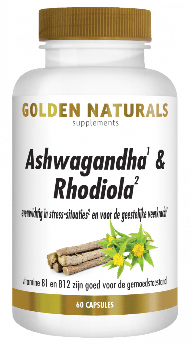 Golden Naturals Ashwagandha & Rhodiola Complex Capsules - 60VCP | Zensitivity Golden Naturals Ashwagandha & Rhodiola Complex Capsules - Spanning en stress kopen-vitamine online - Rustgevende supplementen kopen - supplementen kopen-voedingssupplementen-beste voedingssupplementen-supplementen bestellen-zensitivity