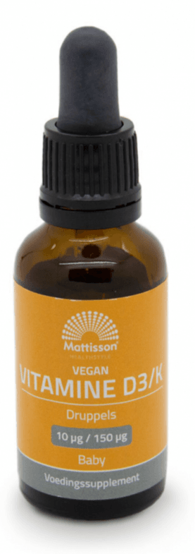 Mattisson Healthstyle Vitamine D3&K Baby Vegan Druppels -  kopen-vitamine online - Vegan supplementen kopen - supplementen kopen-voedingssupplementen-beste voedingssupplementen-supplementen bestellen-zensitivity