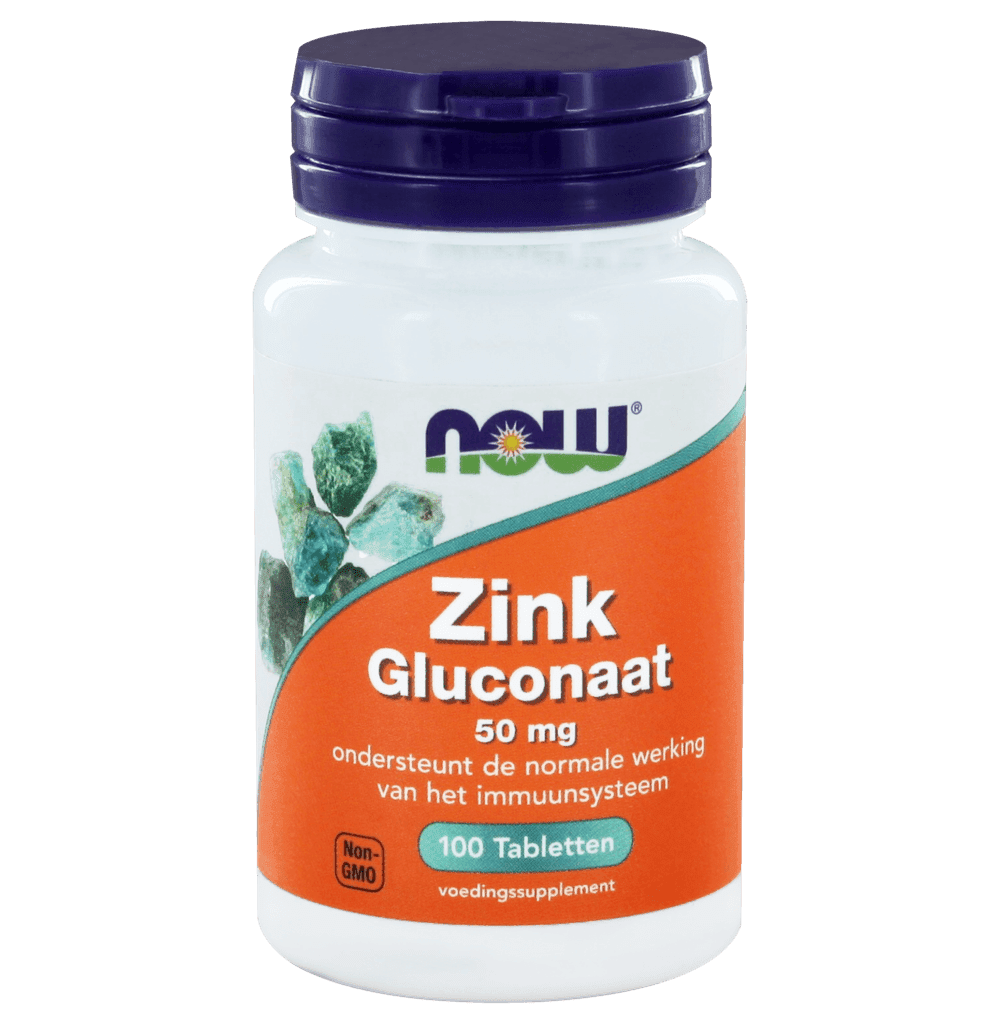 NOW Zink Gluconaat 50mg Tabletten 100st -  kopen-vitamine online - Zink kopen - supplementen kopen-voedingssupplementen-beste voedingssupplementen-supplementen bestellen-zensitivity