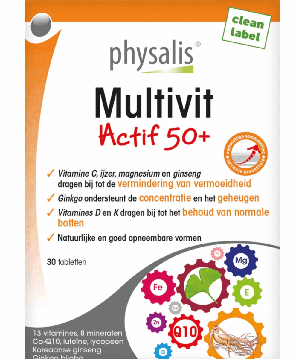 Physalis Multivit Actif 50+ Tabletten -  kopen-vitamine online - Multivitamine 50plus kopen - supplementen kopen-voedingssupplementen-beste voedingssupplementen-supplementen bestellen-zensitivity