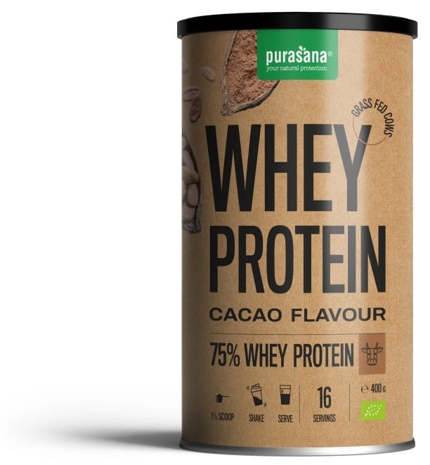 Purasana Whey Protein Cacao - 400GR | Zensitivity Purasana Whey Protein Cacao - Wei eiwit kopen-vitamine online - Eiwitten kopen - supplementen kopen-voedingssupplementen-beste voedingssupplementen-supplementen bestellen-zensitivity
