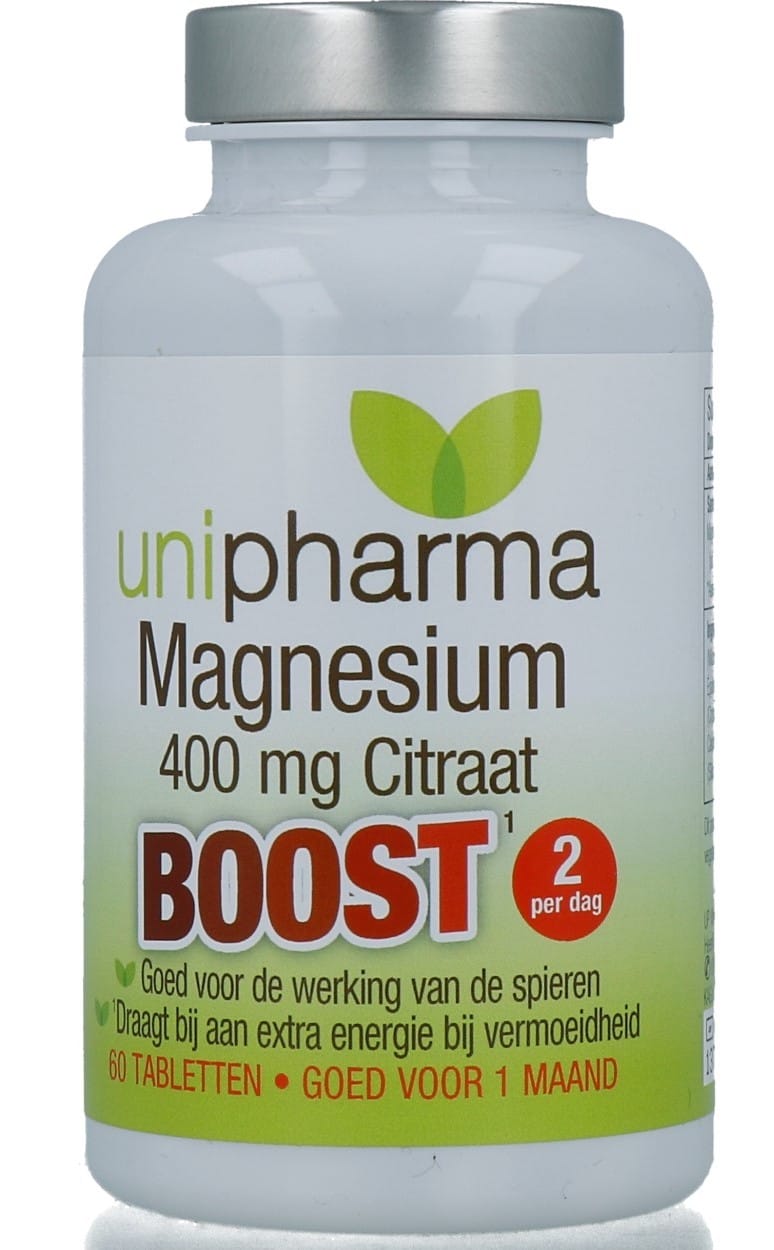 Unipharma Magnesium 400 MG Boost Tabletten - 60TB | Zensitivity Unipharma Magnesium 400 MG Boost Tabletten -  kopen-vitamine online - Magnesium kopen - supplementen kopen-voedingssupplementen-beste voedingssupplementen-supplementen bestellen-zensitivity