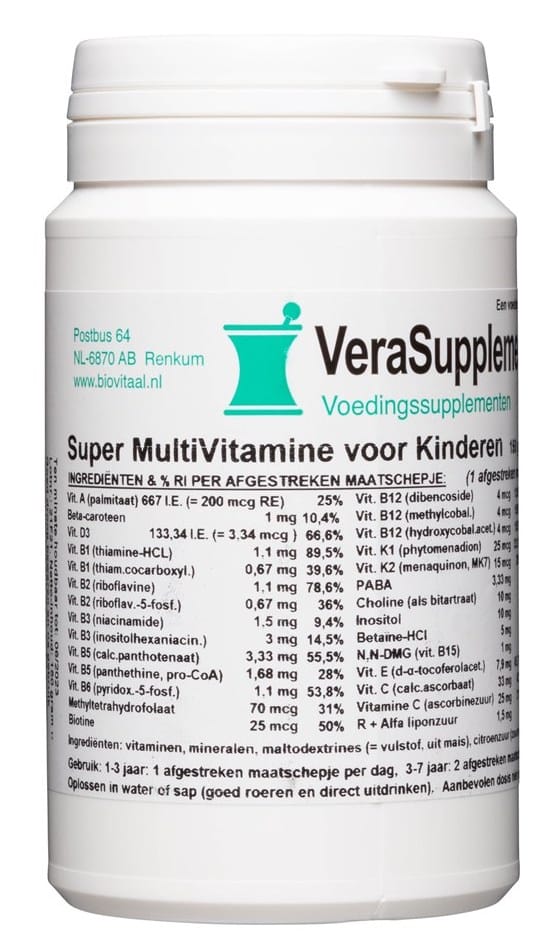 VeraSupplements Super Multi Kinderen Poeder - 150GR | Zensitivity VeraSupplements Super Multi Kinderen Poeder - kopen-vitamine online - Multivitamine kind kopen - supplementen kopen-voedingssupplementen-beste voedingssupplementen-supplementen bestellen-zensitivity