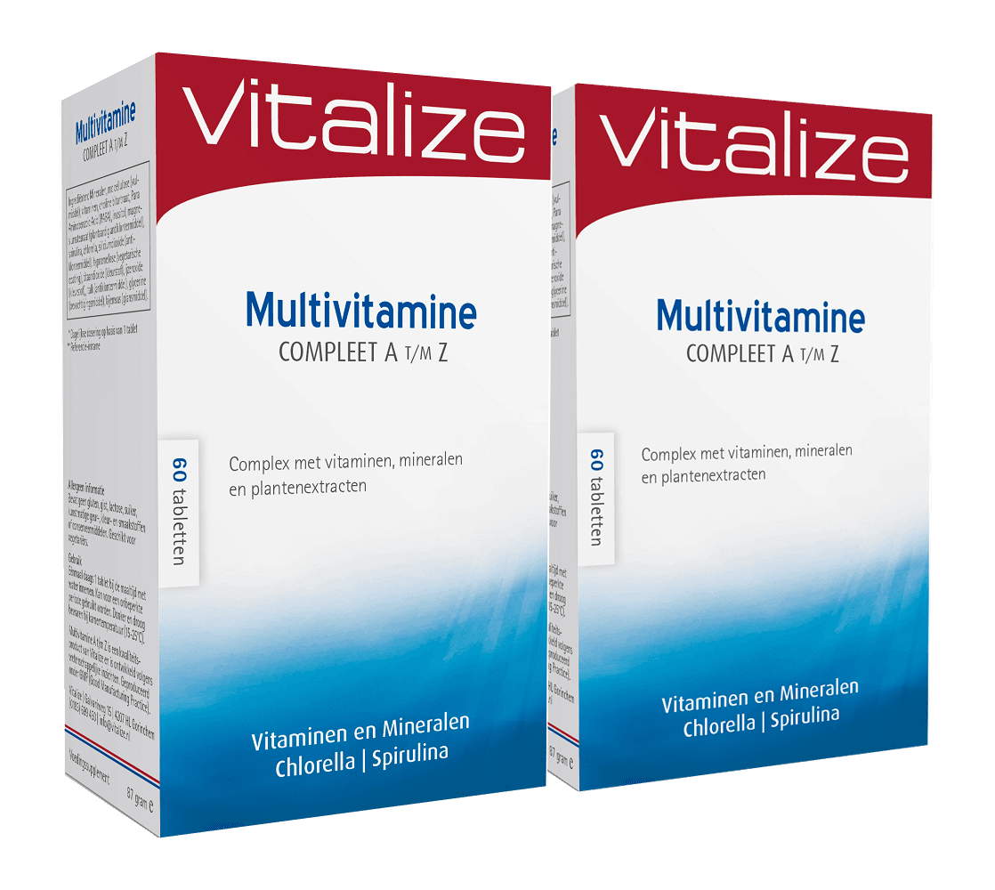 Vitalize Multivitamine Tabletten Voordeelverpakking - 2x60TB | Zensitivity Vitalize Multivitamine Tabletten Voordeelverpakking -  kopen-vitamine online - Algemene multivitaminen kopen - supplementen kopen-voedingssupplementen-beste voedingssupplementen-supplementen bestellen-zensitivity