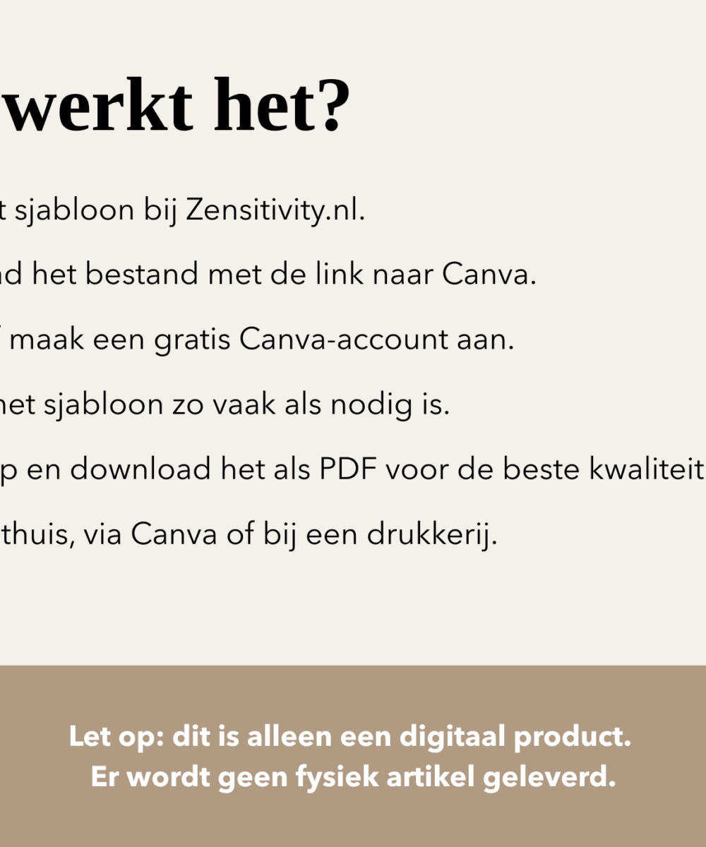 printable instructie blad zensitivity