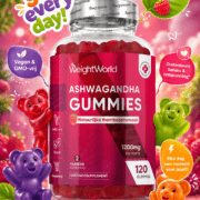 Ashwagandha gummies van WeightWorld met 1200 mg extract en frambozensmaak