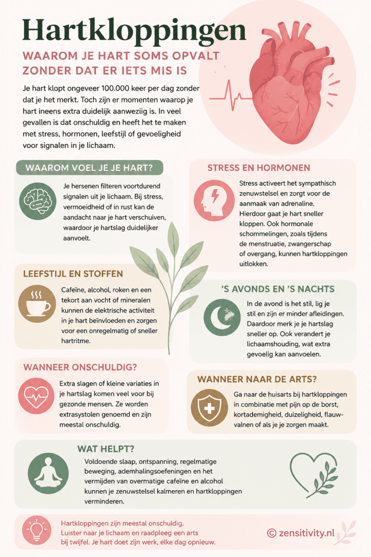 Waarom voel je soms hartkloppingen? | Zensitivity image 2 - gezondheid, hartkloppingen moe, hartkloppingen overgang, hartkloppingen stress, hartkloppingen vrouw